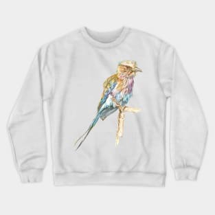 Lilac Crested Roller, Exotic African Bird Crewneck Sweatshirt